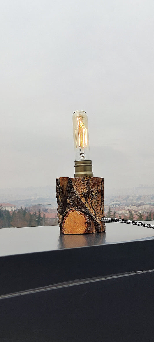 Wood Table Lamp, Table Lamp, Side Lamp, Desk Lamp, Dimmer Lamp, Wooden Lamp, Edisson Lamp, Kütük Design, Mini Odn