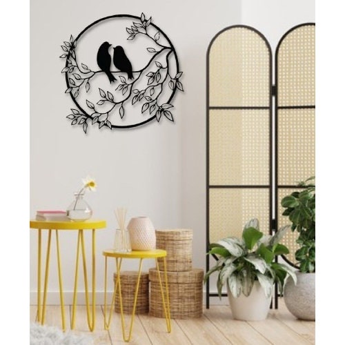 Wall Art, Decorative Sparrow Bird MDF Table, Sparrow Wall Decor, Living Room Wall Decor, Bedroom Wall Dekor Black Wooden Branch Wall Decor