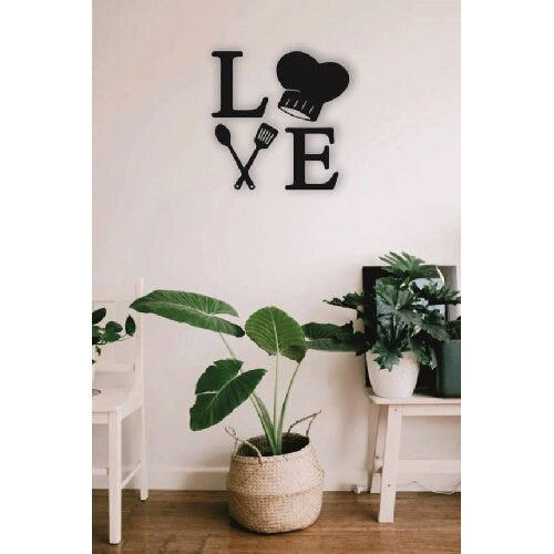 Wall Art, Love Wood Wall Decor, Laser Cut Wall Decor, Kitchen Wall Art, Cafe Wall Decor, Black Wooden Wall Frame, Wall Frame, Love Frame