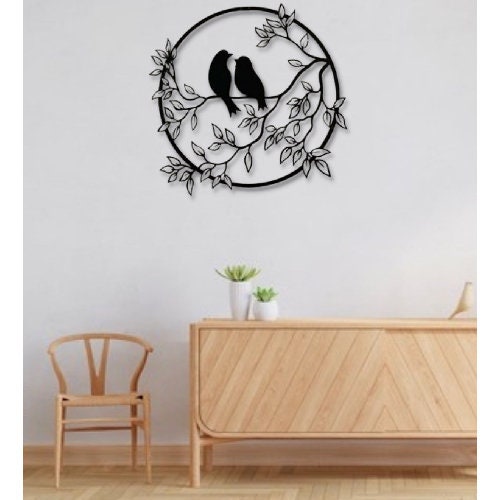 Wall Art, Decorative Sparrow Bird MDF Table, Sparrow Wall Decor, Living Room Wall Decor, Bedroom Wall Dekor Black Wooden Branch Wall Decor