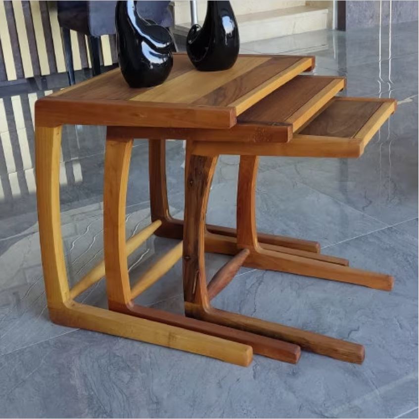 3 pieces, Wood C Table, Coffee Table, Side Table, Laptop Stand, End Table, Nesting Table, Walnut Table