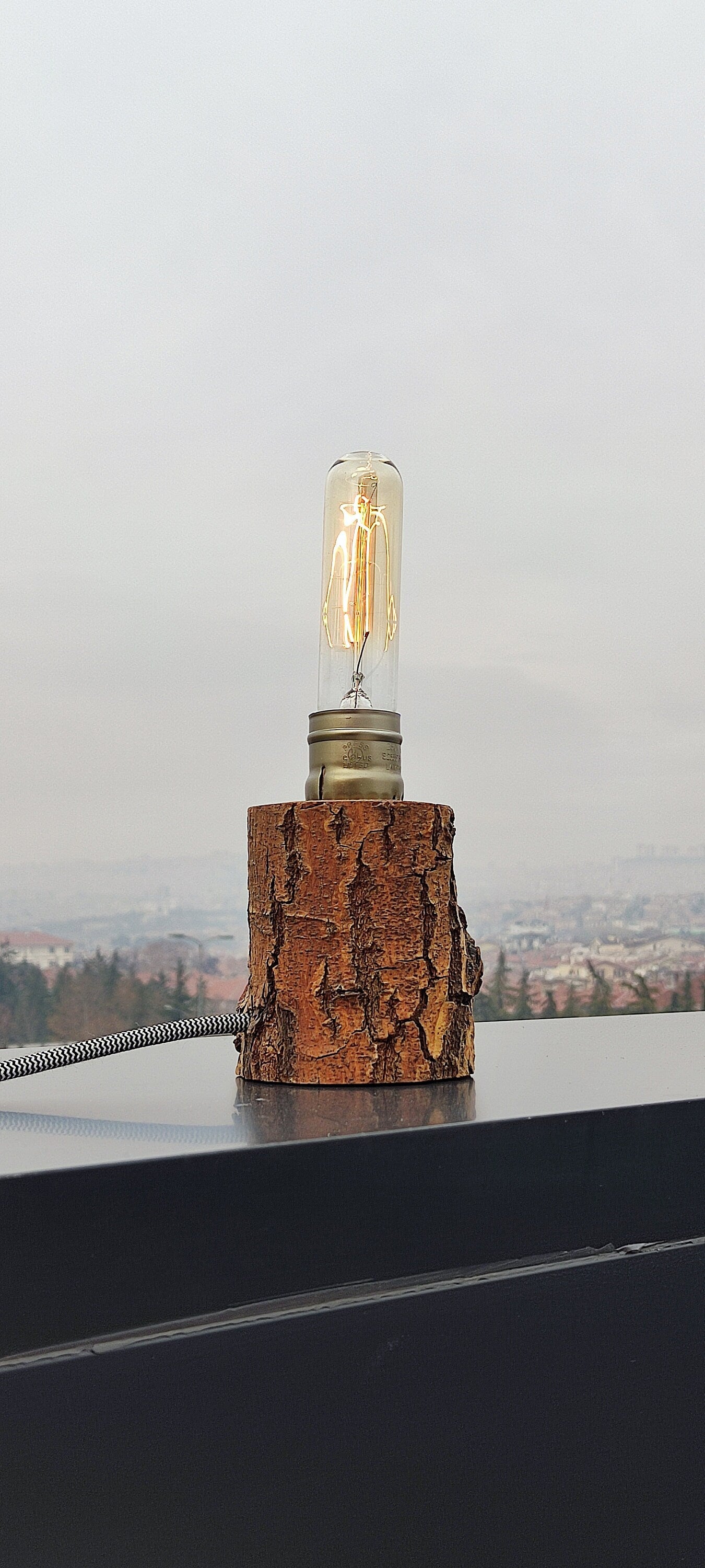 Wood Table Lamp, Table Lamp, Side Lamp, Desk Lamp, Dimmer Lamp, Wooden Lamp, Edisson Lamp, Kütük Design, Mini Odn