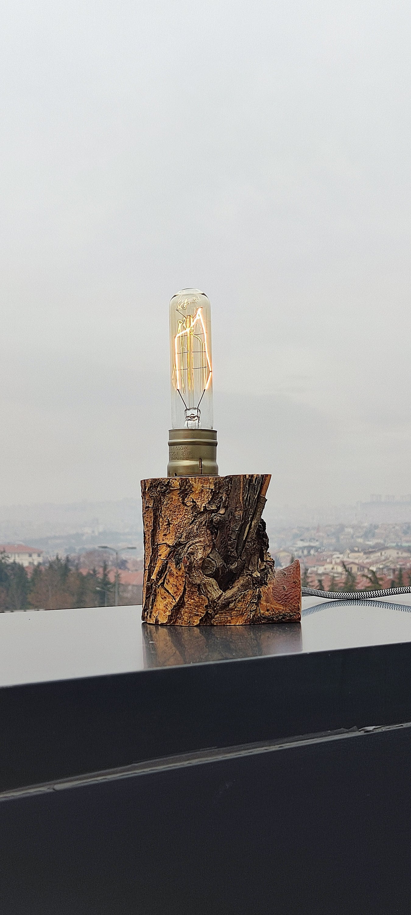 Wood Table Lamp, Table Lamp, Side Lamp, Desk Lamp, Dimmer Lamp, Wooden Lamp, Edisson Lamp, Kütük Design, Mini Odn