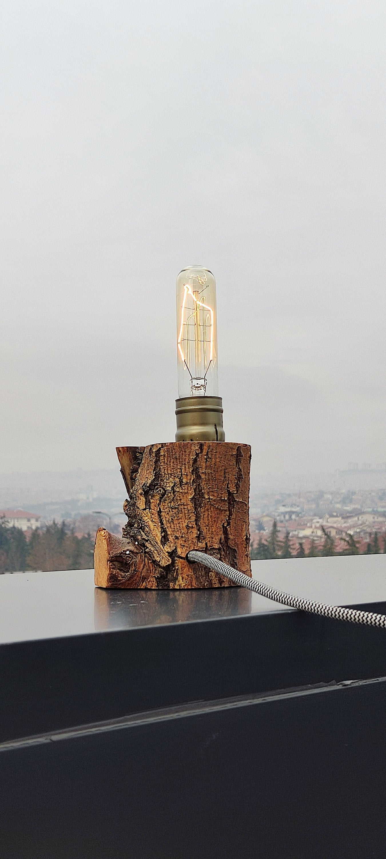 Wood Table Lamp, Table Lamp, Side Lamp, Desk Lamp, Dimmer Lamp, Wooden Lamp, Edisson Lamp, Kütük Design, Mini Odn