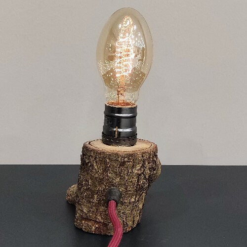 Wood Table Lamp, Table Lamp, Side Lamp, Desk Lamp, Dimmer Lamp, Edisson Lamp,Rustic Lamp, Ktuk Design, Small desk lamp