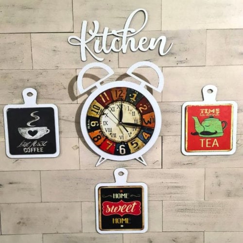 Kitchen Wall Clock, Vintage Wooden Wall Clock, Cafe Wall Clock, Kitchen Gift, Wooden Wall Decor, Kitchen & Cafe Wall Decor, Gift for Her