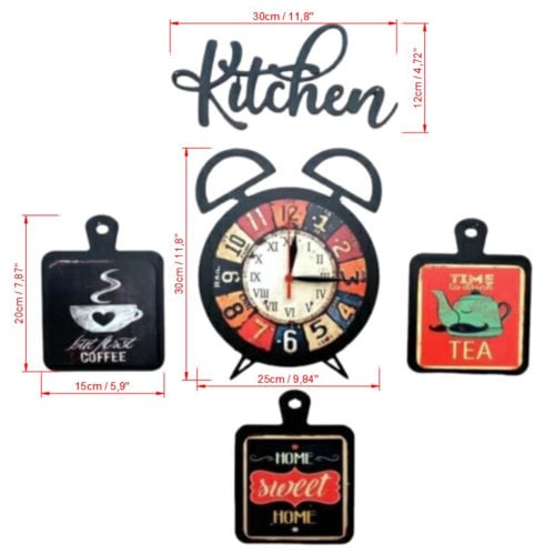 Kitchen Wall Clock, Vintage Wooden Wall Clock, Cafe Wall Clock, Kitchen Gift, Wooden Wall Decor, Kitchen & Cafe Wall Decor, Gift for Her
