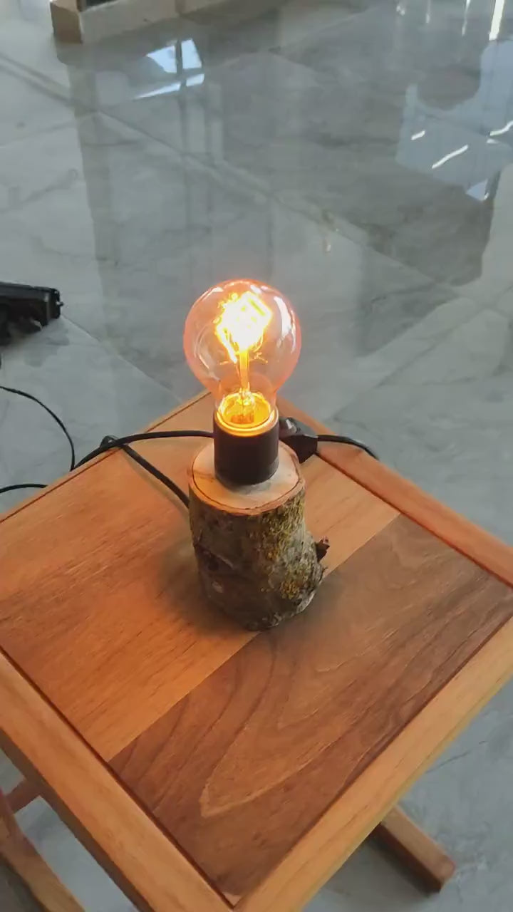 Ktük Design, Wood Table Lamp, Table Lamp, Side Lamp, Desk Lamp, Dimmer Lamp, Edisson Lamp, Mini Lamp