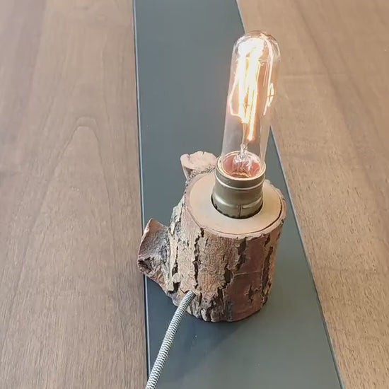 Wood Table Lamp, Table Lamp, Side Lamp, Desk Lamp, Dimmer Lamp, Wooden Lamp, Edisson Lamp, Kütük Design, Mini Odn