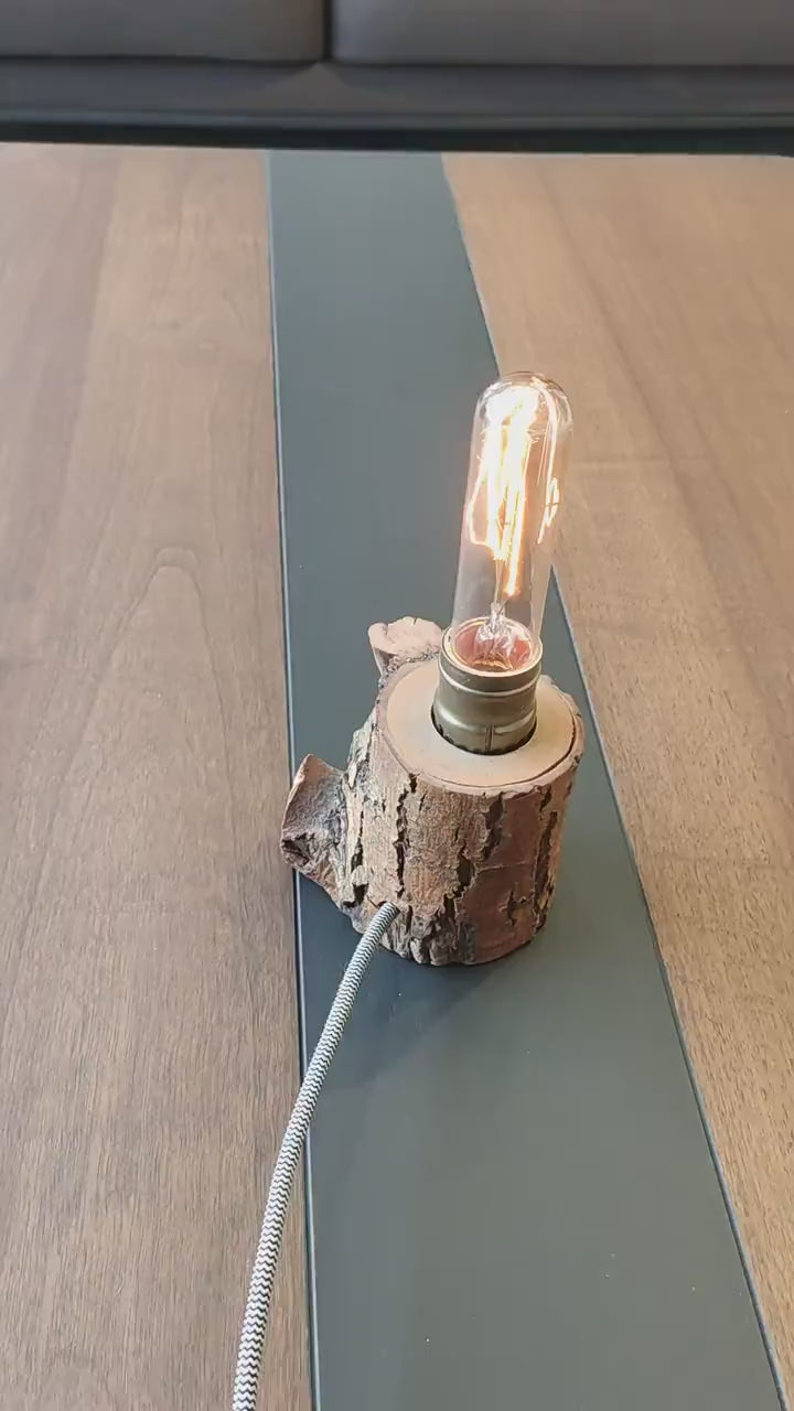 Wood Table Lamp, Table Lamp, Side Lamp, Desk Lamp, Dimmer Lamp, Wooden Lamp, Edisson Lamp, Kütük Design, Mini Odn